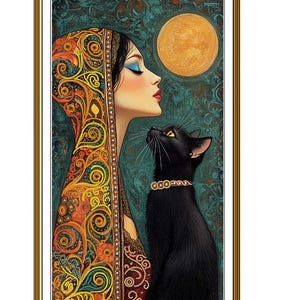 Perlenstickerei-Set „Frau und schwarze Katze“ – DIY-Perlenstickerei – Elegantes Perlenstickerei-Set