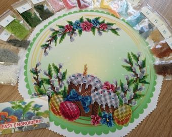 Easter Bead Embroidery Kit Decorative Table Napkin DIY
