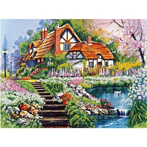 Bead embroidery kit picture Fairytale Homes Needlepoint Beaded Stitching Summer series Beaded Pattern 3d embroidery kit