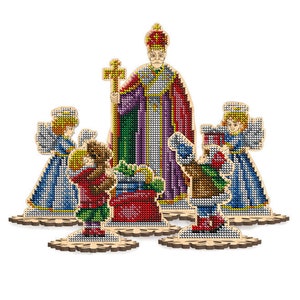 St. Nicholas Wood Bead Embroidery Kit: Christmas Decoration