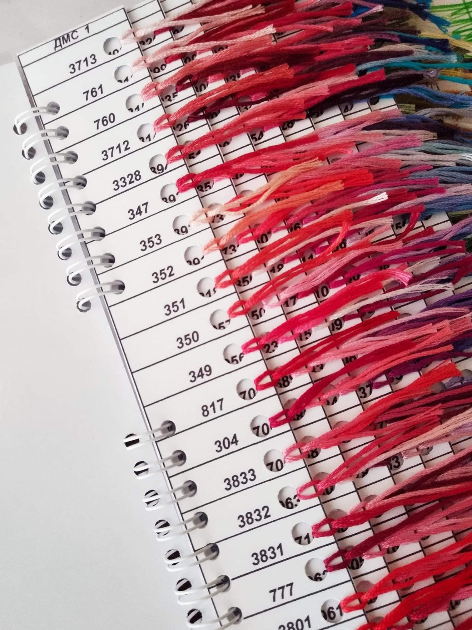 Dmc color chart with real thread 498 colors samples new colors etsy