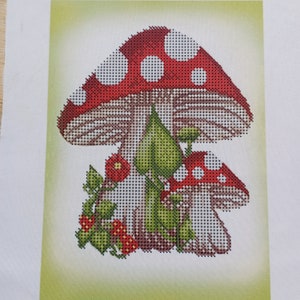 Mushroom Bead Embroidery Kit – DIY Beaded Craft Kit, Toadstool Embroidery for Beginners, Bead Art Kit, Handmade Gift, Nature Design