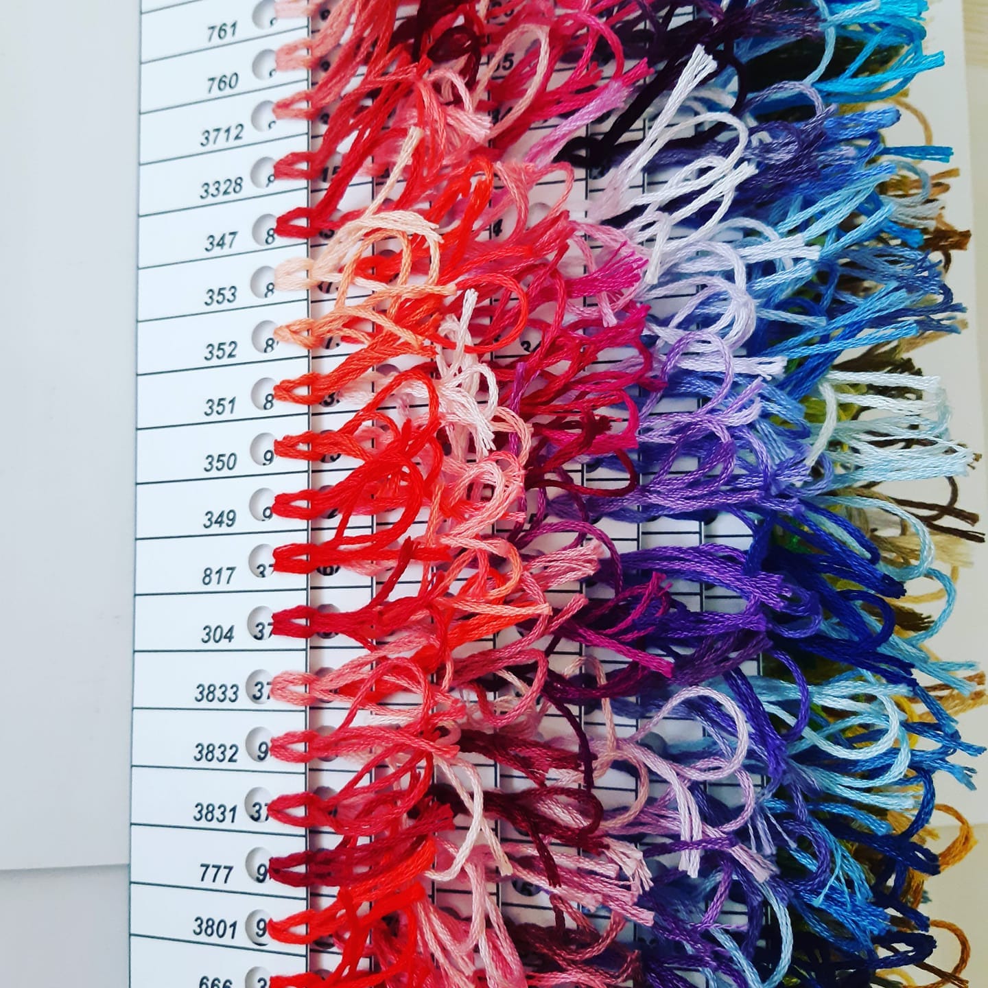 Dmc color chart with real thread 498 colors samples new colors etsy