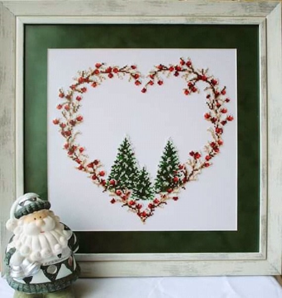 Holiday Hearts beaded needlepoint ornament kit
