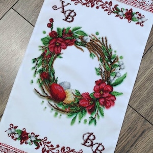 DIY Bead Embroidery Kit: Easter Towel Table Runner, Religious Beading Ukrainian Rushnyk