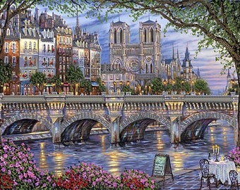 Bead embroidery kit picture Paris River Seine Needlepoint Beaded Stitching City series Beaded Pattern 3d embroidery kit