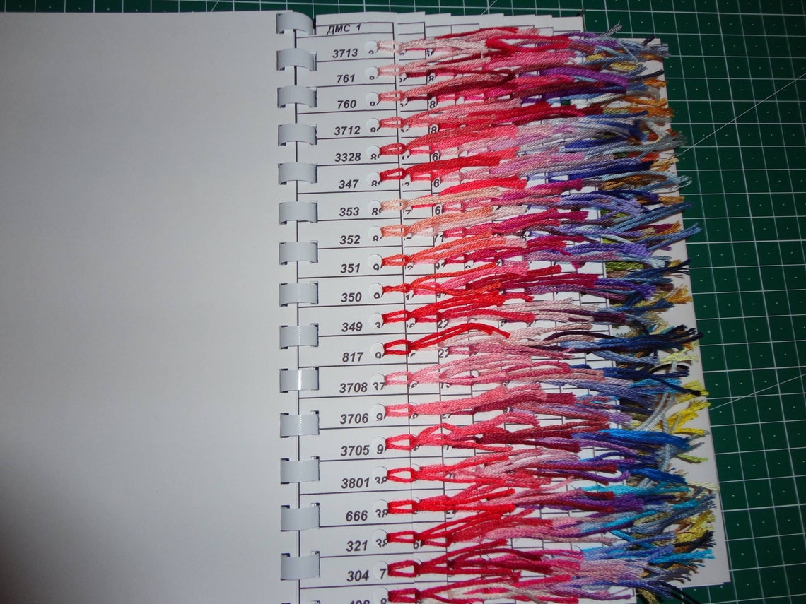 Dmc color chart with real thread 498 colors samples new colors etsy