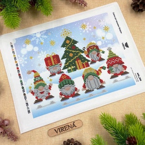 Christmas Bead needlepoint kit Dwarf with Christmas tree Beaded Stitching 3d embroidery kit DIY