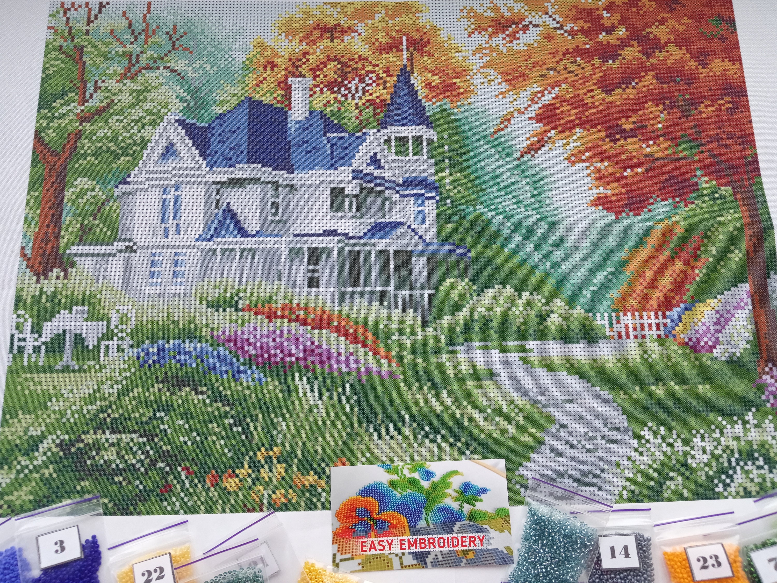 Victorian House Full Coverage Bead Embroidery Kit on Gabardine Canvas ...
