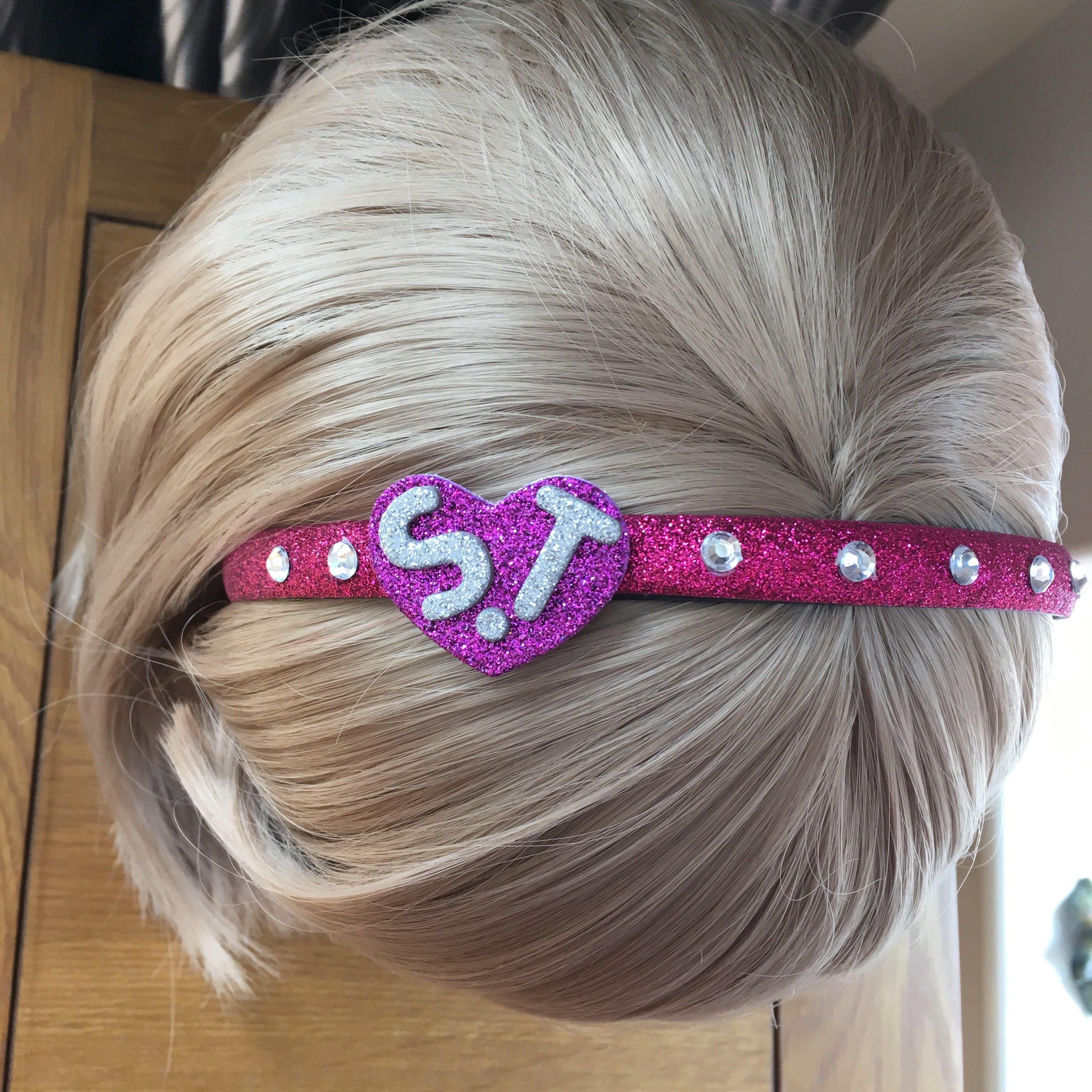 Glitter Dark Pink Headband With Purple Heart Detail and Etsy Australia