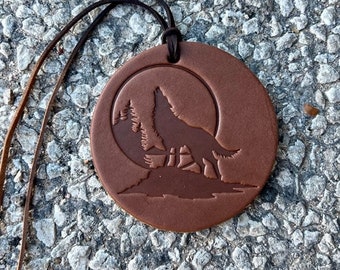 Howling Wolf Air Flair - Leather Car Air Freshener