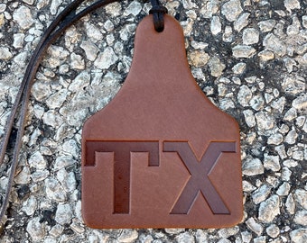 Cow Tag TX Brand Air Flair - Leather Car Air Freshener