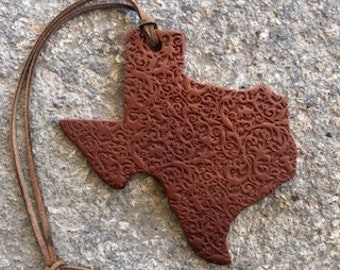 Tooled Texas Shaped Air Flaire -Leather Air Freshener