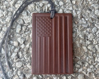 Old Glory Rectangle Air Flair - Leather Car Air Freshener