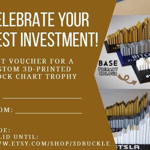 Voucher for a Custom Investor Stock Chart Trophy - Graph of your Winner Stock, Best Investment and Real Estate Market