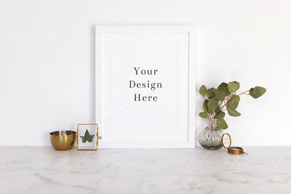 Simple White Portrait Frame Mockup White Frame On Simple White Portrait Frame Mockup White Frame On