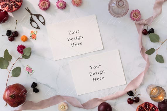 Landscape Wedding Stationery Mockup Front And Back Stationery