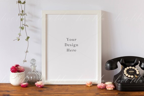 Classic White Frame Mockup White Frame On Wooden Classic White Frame Mockup White Frame On Wooden