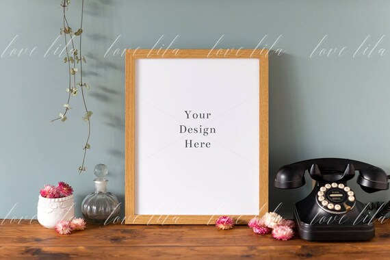 Stock Photography Wooden Frame Mockup Digital Frame