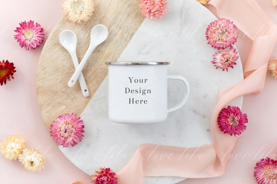Mug Mockup Photo White Mug With Silver Lining