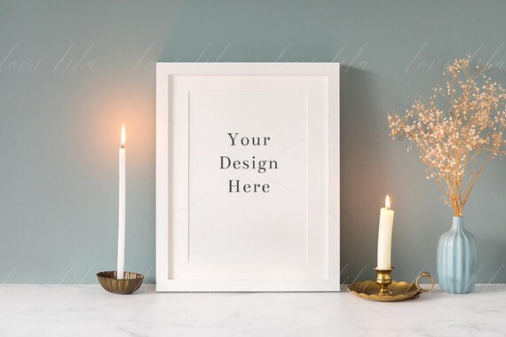 Styled White Frame Mockup Frame Stock Photo With
