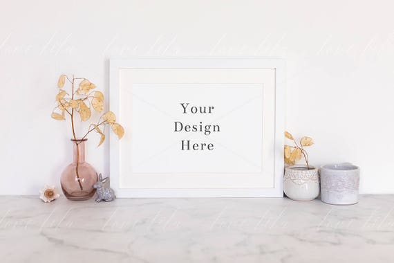 Simple Elegant Landscape Frame Mockup White Frame On Simple Elegant Landscape Frame Mockup White Frame On