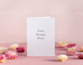 Download Free Floral Greetings Card Mockup | Pink Styled Stock | Listing Mockup | Styled Stock Photos | Jpeg + Png + Psd PSD Template