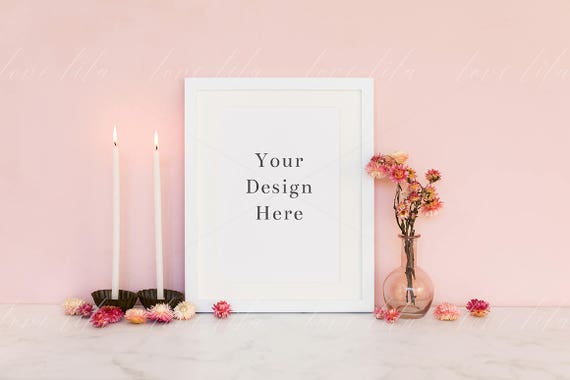 Portrait Frame Mockup On Pink Background Your Art