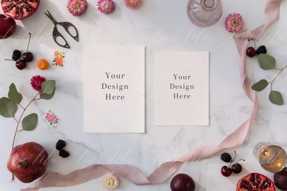 Portrait Wedding Stationery Mockup A5 And 5x7 Cards