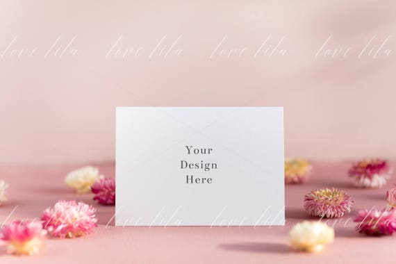 Feminine Stock Photo Floral Card Mockup Your