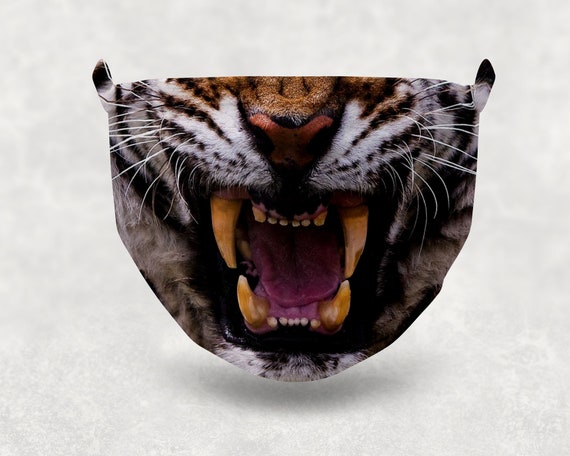 Tiger Face Mask Animal Face Mask Tiger Mask Is A Sublimation Etsy