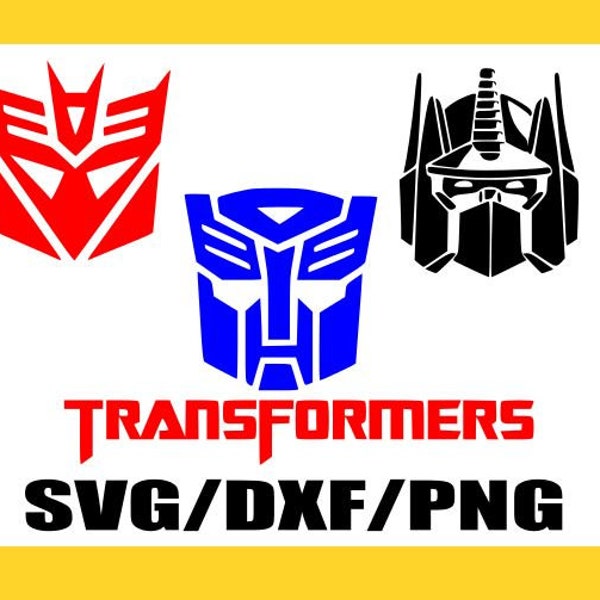 SVG-Transformers Optimus Prime Megatron Decepticon Auotobot Logo- Silhouette Cameo or Cricut- DXF-PNG-Clipart