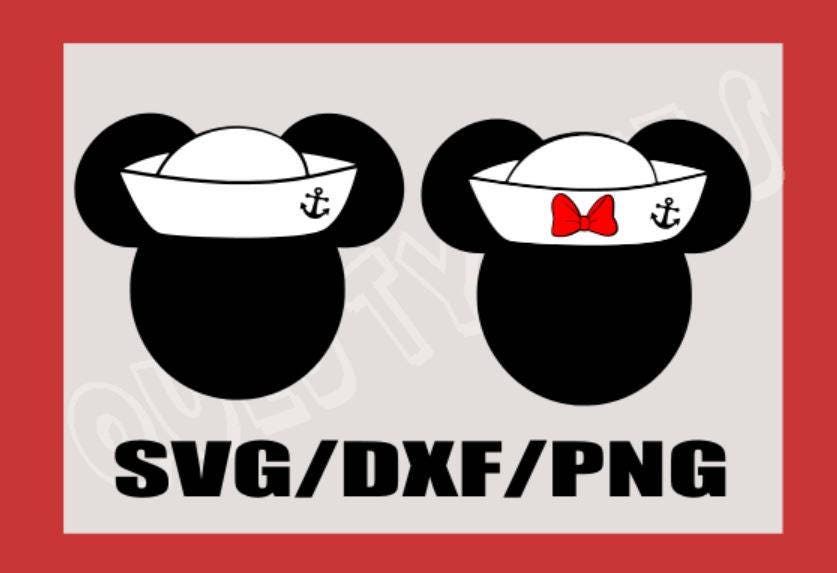 Svg-mickey and Minnie Mouse Sailor Hat 