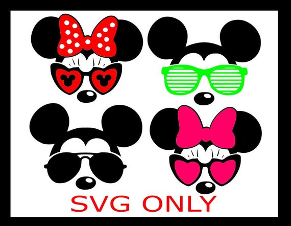 Download Free Svg 4 Sunglasses Mickey And Minnie Mouse With Polka Dot Bow Etsy SVG Cut Files