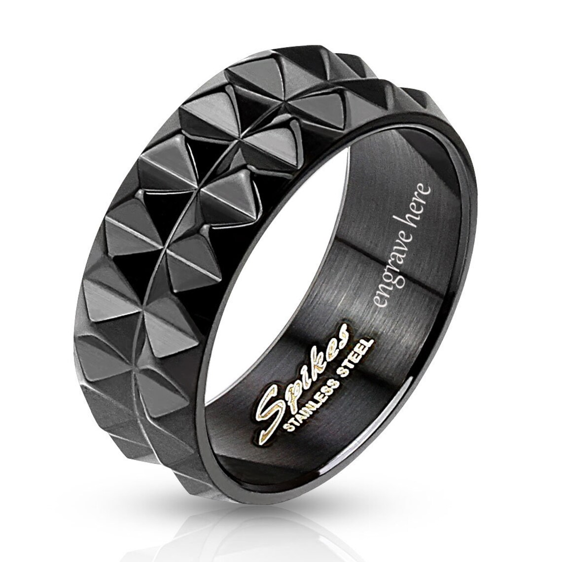 Men's Promise Ring Custom Engraved Black Wedding Band 8MM Etsy