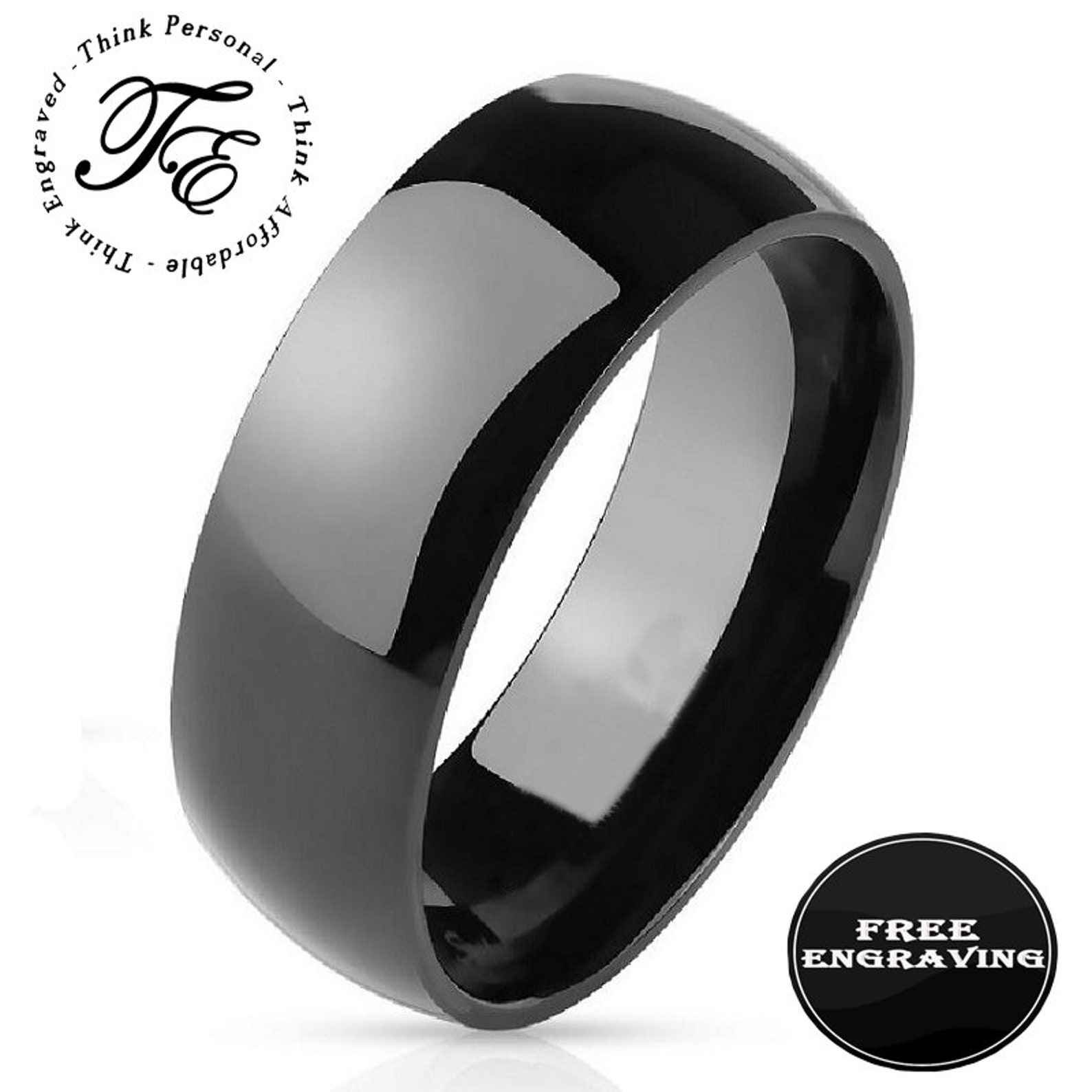 Personalized Men's Blac Promise Ring 6MM or 8MM Engraved Etsy