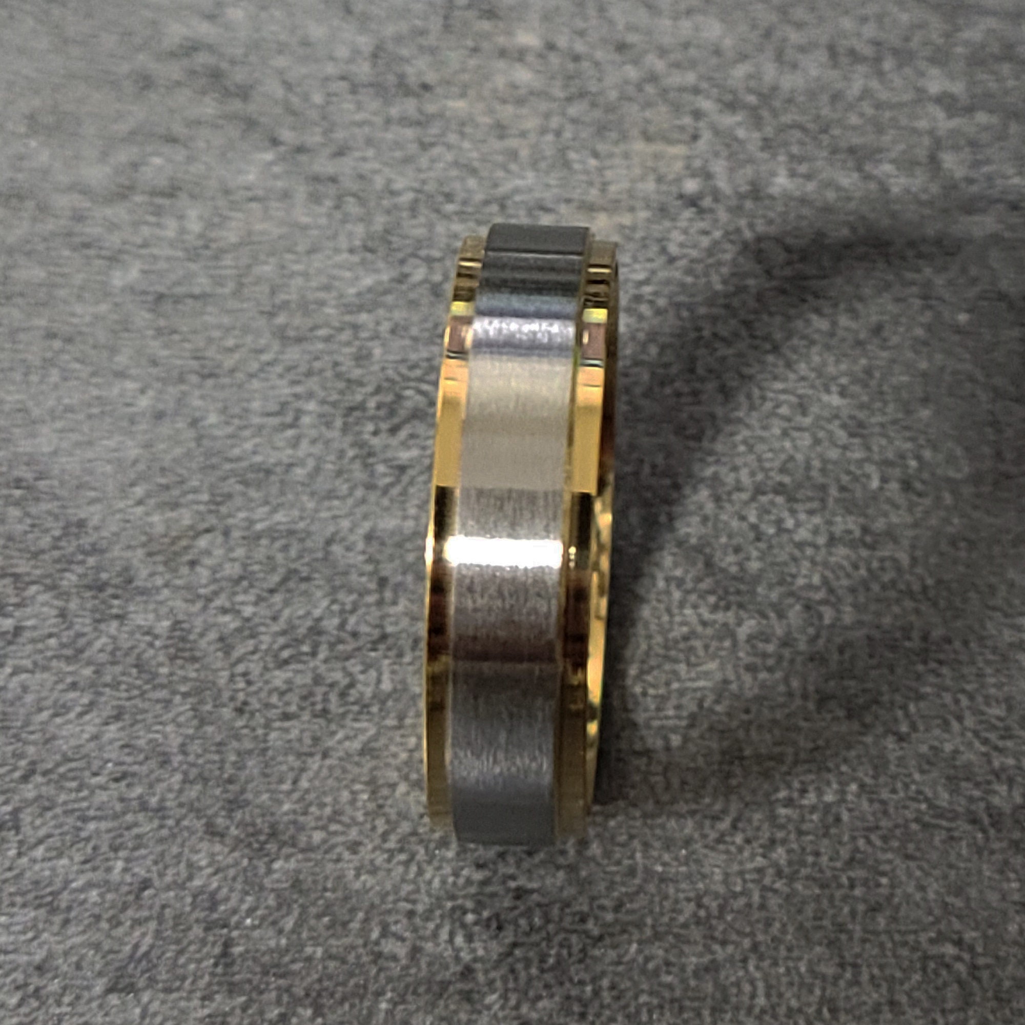 Engraved Men's Promise Ring 14K Gold and Brushed Steel Etsy