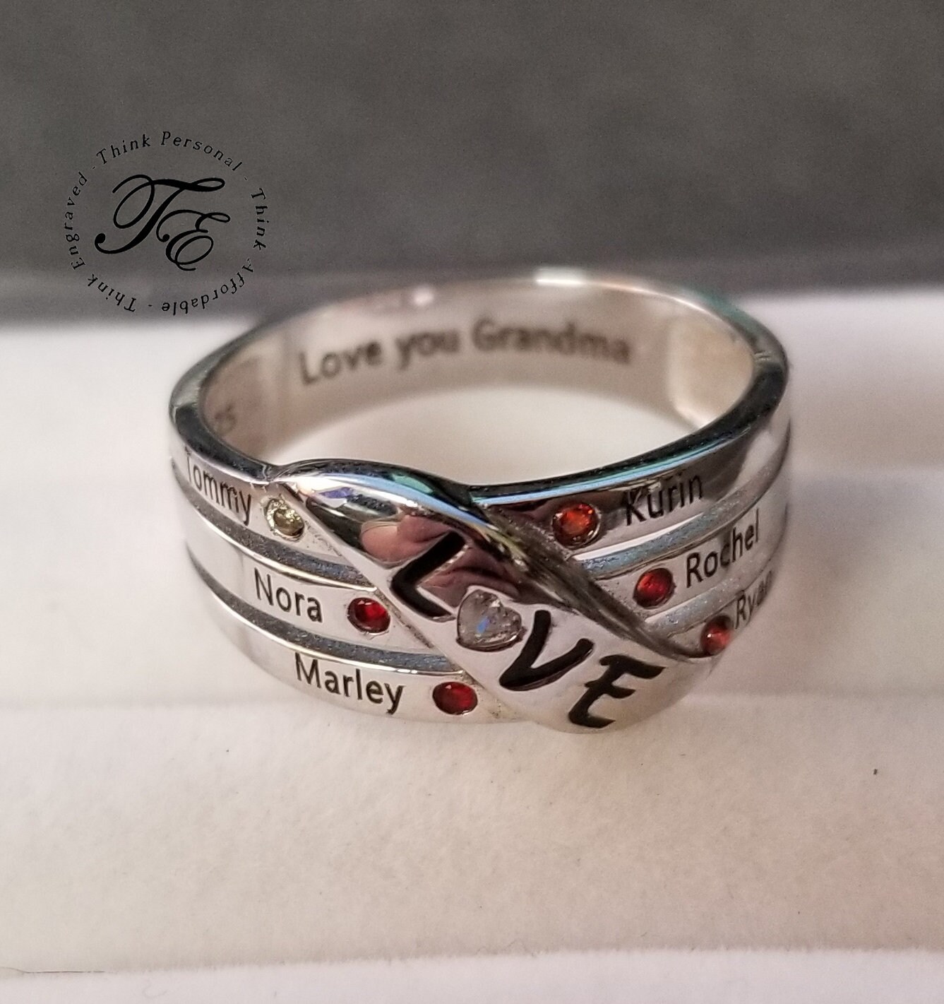 Mother's LOVE Family 6 Stone Ring Engraved 6 Birthstone Etsy