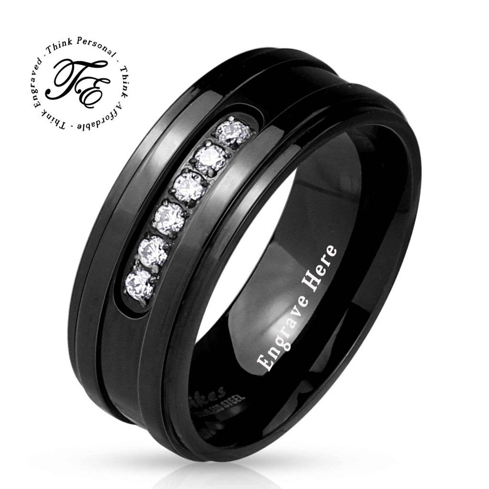 Engraved Men's Promise Ring Mens Wedding Ring Black with Etsy