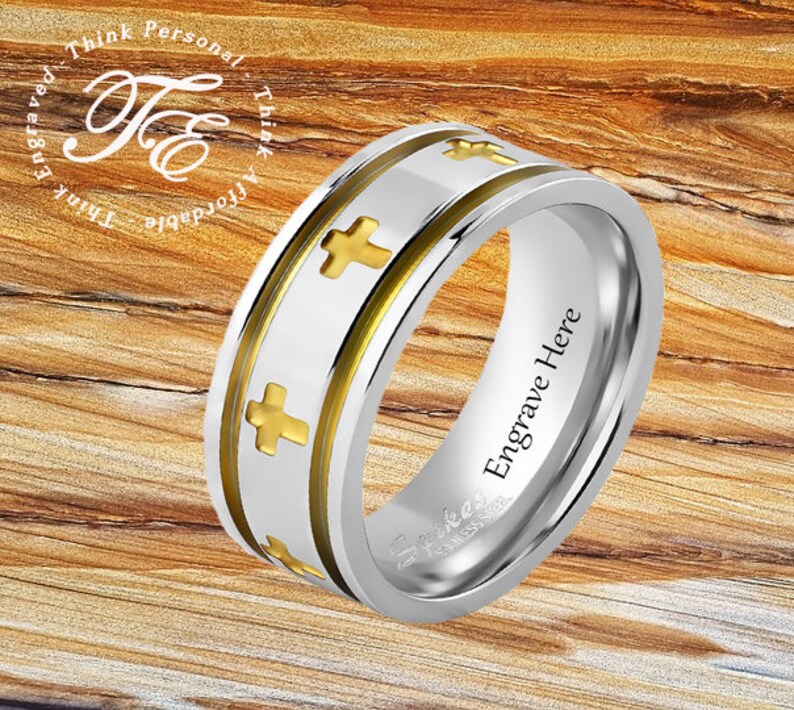 Men's Personlaized Cross Ring Christian Promise Ring Etsy