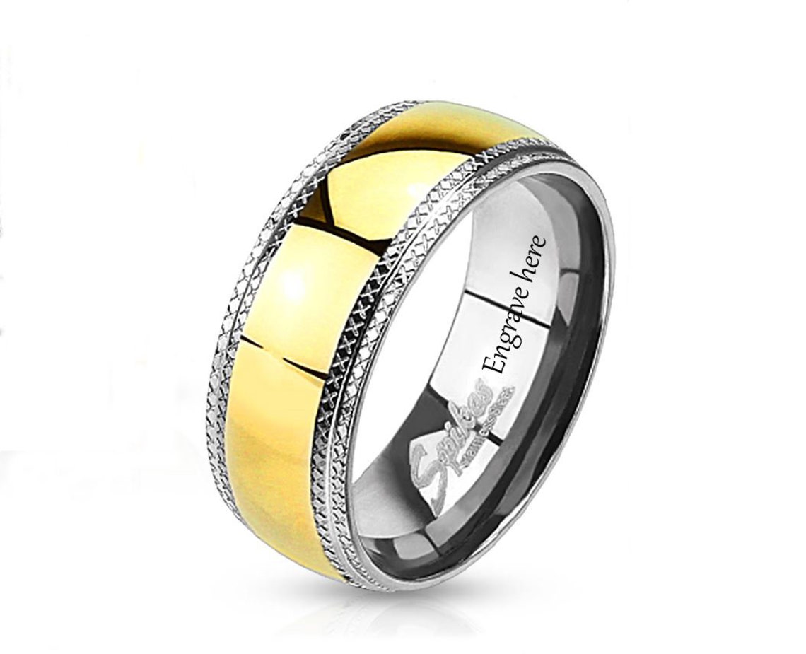 Personalized Ring Mens Promise Ring Engraved Ring Gold Etsy