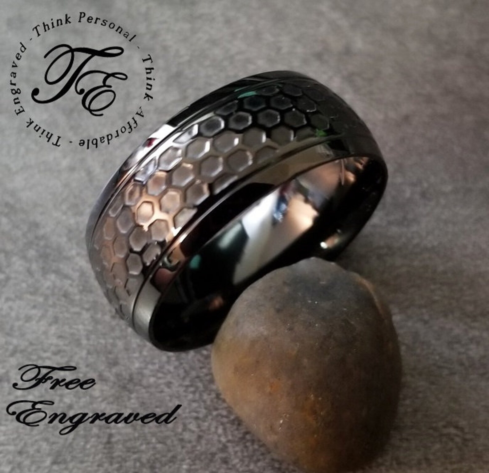 Men's Promise Ring Engraved Black Mechanics Etsy
