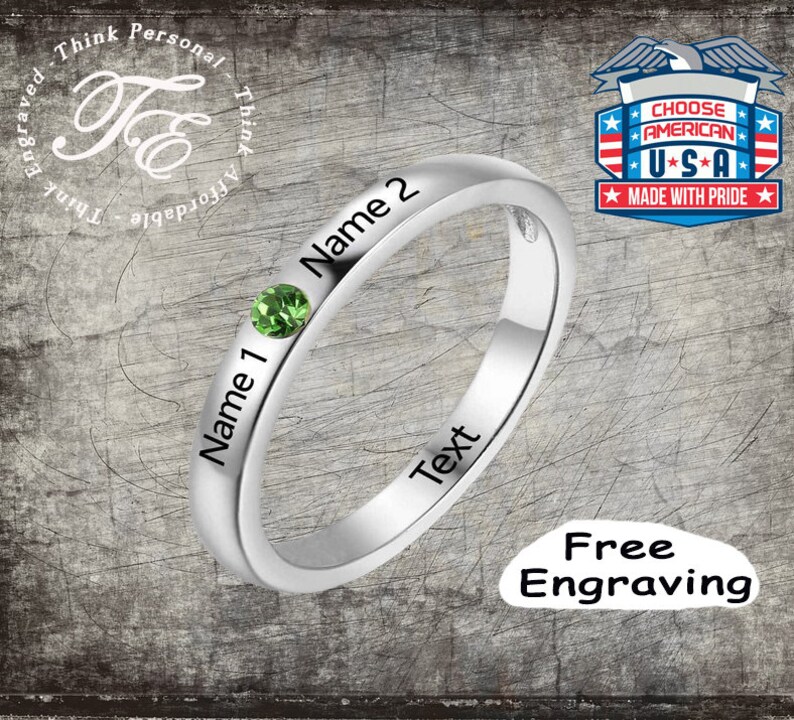 Engraved Promise Ring For Her with Engraved Names and choice Etsy