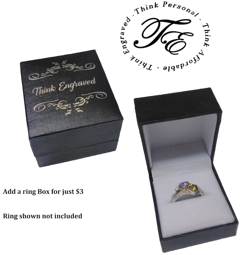 Mothers Ring 2 Stone Personalized Engraved 2 Birthstone Circled Hearts