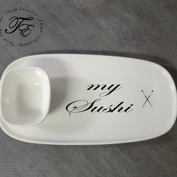 Personalized Engrave Sushi Plate and Ramekin Bowl Set by Alessi Ceramic