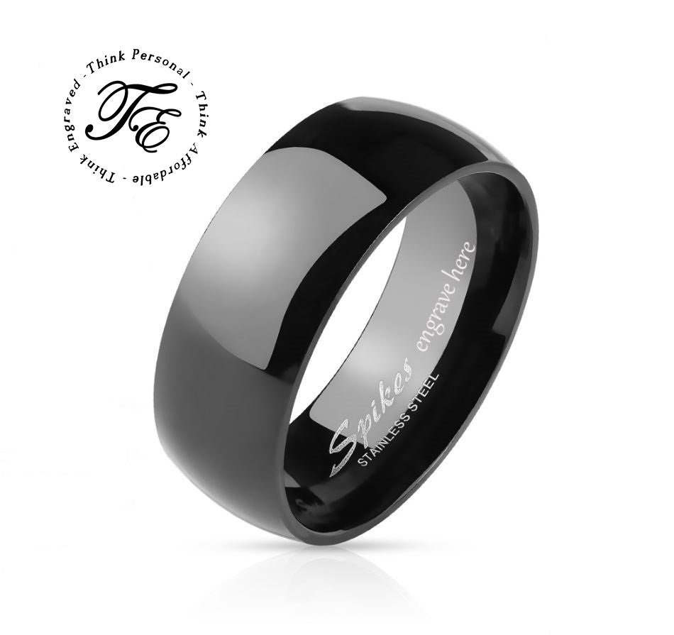 Personalized Men's Blac Promise Ring 6MM or 8MM Engraved Etsy