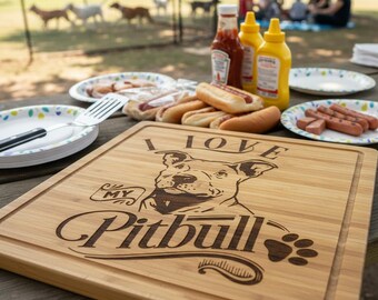 Personalized Bamboo Cutting Board - Engraved Dog - Custom Pet Gift for Dog Lovers