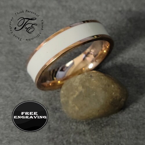 Engraved Men's Promise Ring 14K Gold and Brushed Steel Etsy