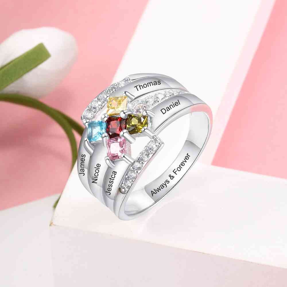 Mothers Ring 5 Stone Family Ring 5 Stone Mothers Ring 5 Etsy