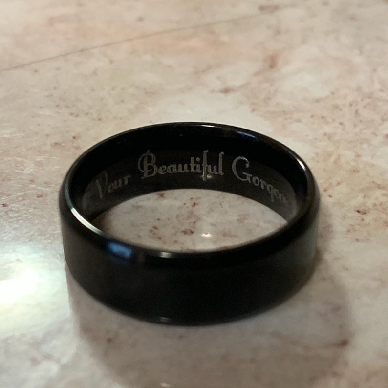 Personalized Ring Mens Promise Ring Engraved Ring Black Etsy